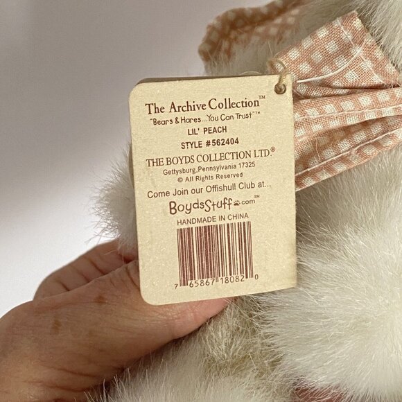 Boyds Bears Lil Peach Bunny Rabbit Gingham Wings Archive Collection Ornament - Picture 6 of 10